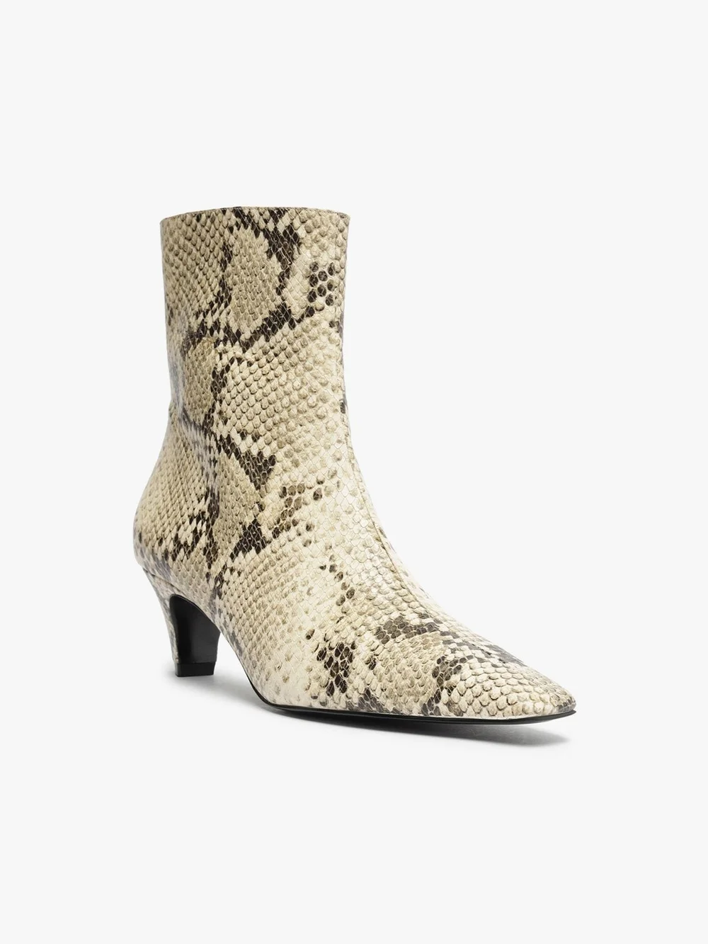 SCHUTZ Snake-Print Ankle Booties in Cream and Brown